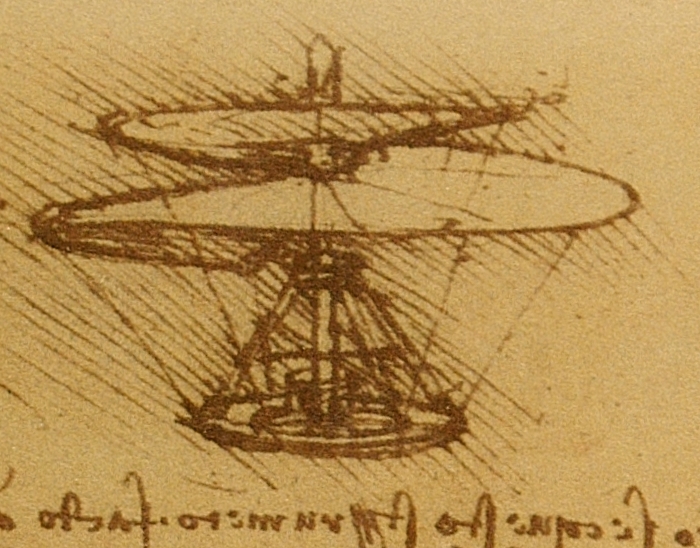 Leonardo da Vinci's aerial-screw design, an early exploration of mechanical flight