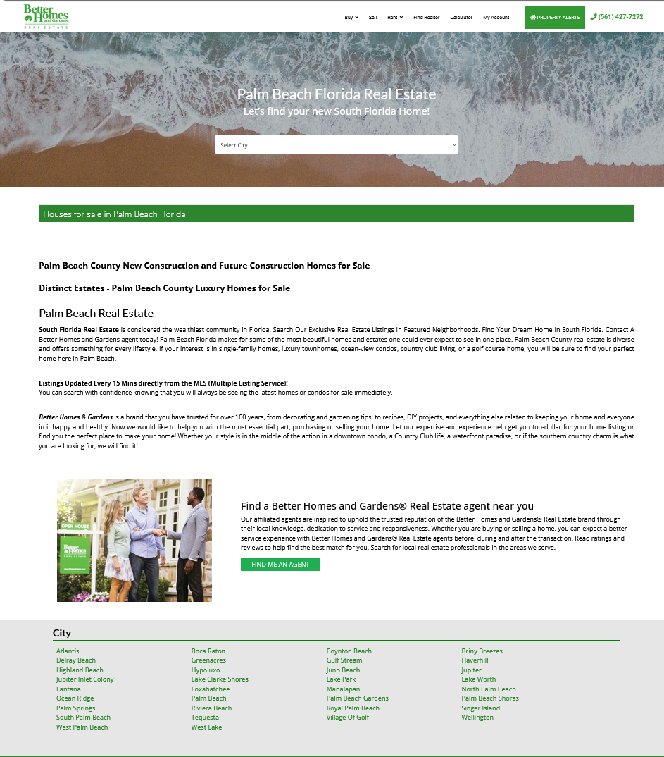 Archived PalmBeachFlorida.com real estate website created for Better Homes and Gardens Real Estate